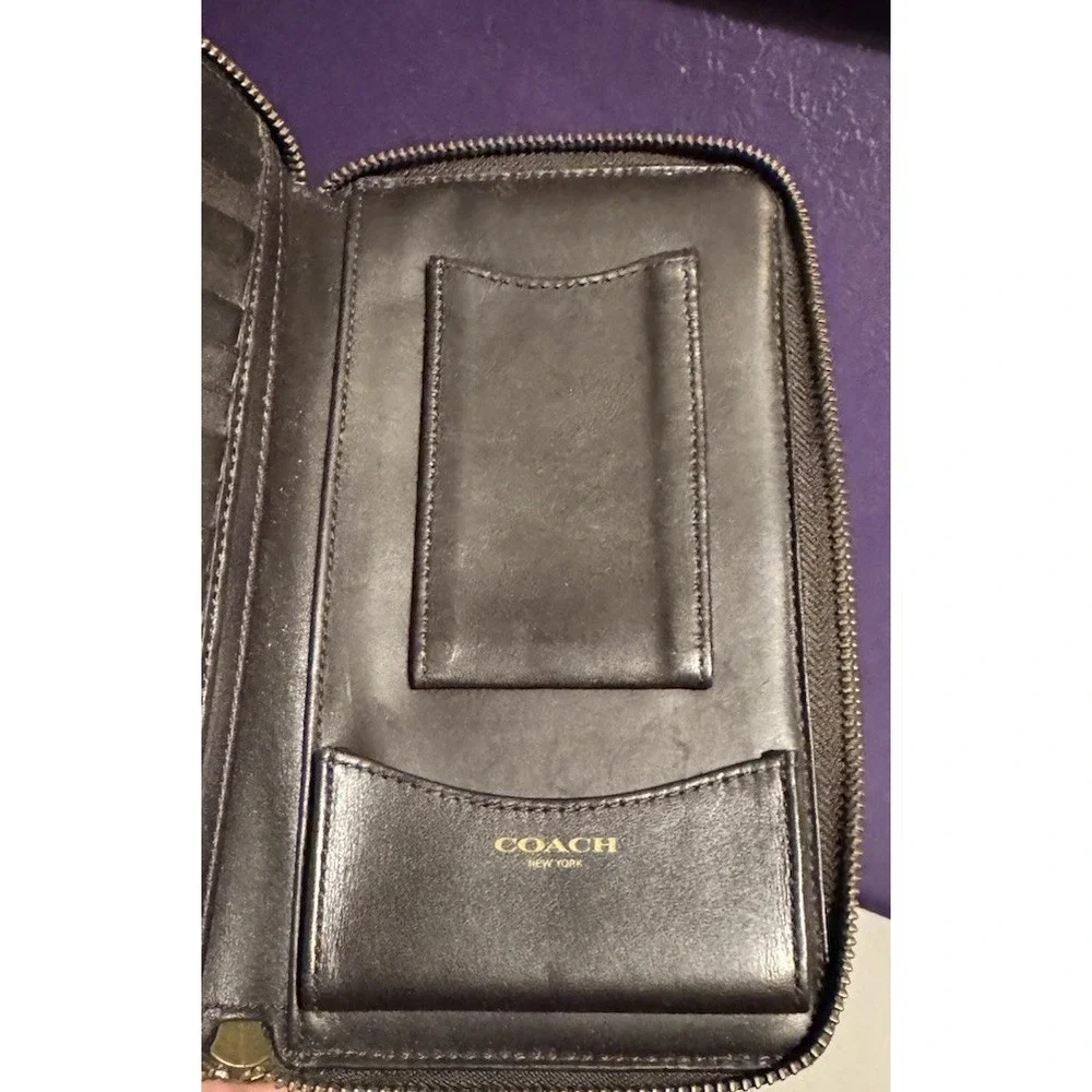 Coach Double Zip Travel Organizer Signature Canvas Brown Bag Case Clutch Rare